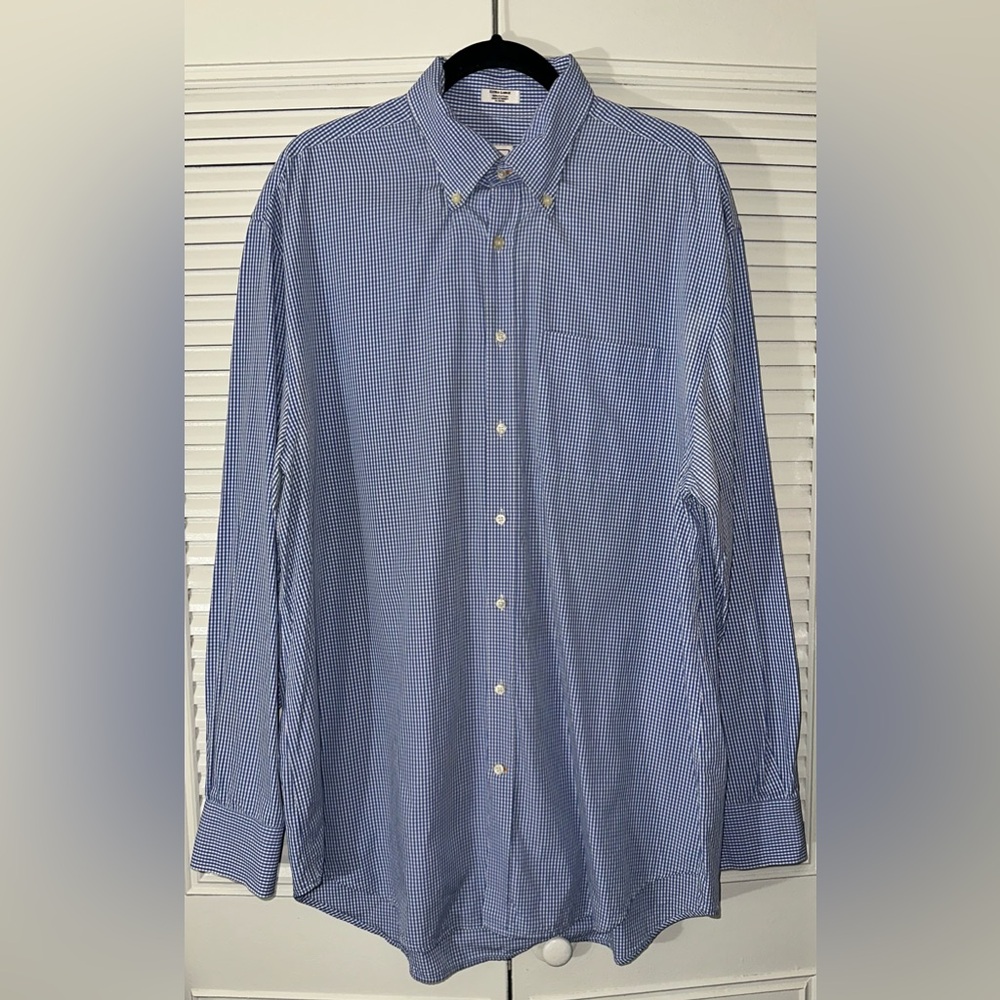 Peter Millar‎ 100% Cotton Gingham Long Sleeve Button Down Shirt Size XL *FLAW*